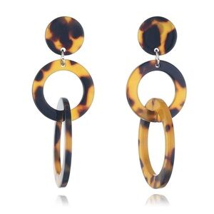 Tortoise Circle Dangle Earrings